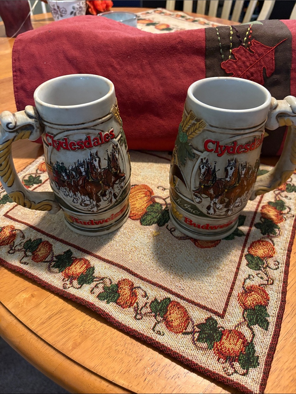 Set of Budweiser Clydesdales Ceramic Mugs